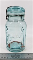 Antique "Lustre" Fruit Jar w/ bale and glass lid