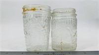 2 Antique Jumbo Peanut Butter Glass Jars