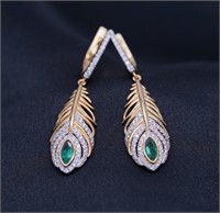 Natural Emerald 18Kt Gold Diamond Earrings