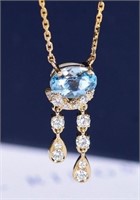 1ct Santa Maria Aquamarine 18Kt Gold Necklace