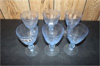 (6) Light Blue Water Glasses
