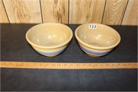(2) Watt Pottery Bowls - Blue Band