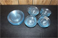 (8) Light Blue Cups & Saucers