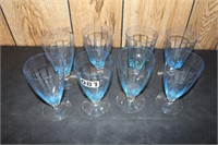 (8) Light Blue Water Glasses