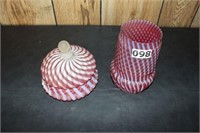 Red & White Swirl Candy Dish & Vase