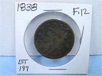 1838 Large Cent, F-12