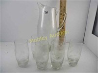 GLASS PITCHER AND CUPS-NO SHIPPING