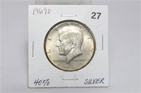 1969-D Silver Kennedy Half AU