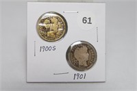 1900-S/1901 Barber Dimes Both G