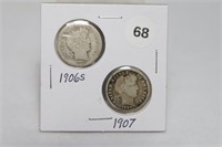 1906-S(AG)/1907(VG) Barber Dimes