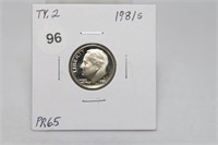 1981-S Ty 2 Proof Roosevelt Dime PR65