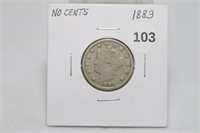 1883 No Cents Liberty Head 'V' Nickel VG