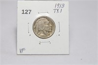 1913 Ty 1 Buffalo Nickel VF