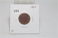 1863 Indian Head Cent F