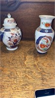Bath Imari vase and ginger jar. 6” tall ea