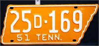 1951 state shaped TN license plate