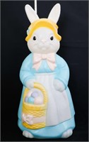 Vintage 33in Easter bunny blow mold in blue dress