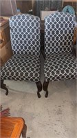 Set of 2 black / white  Queen Anne chairs