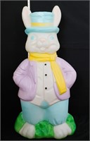 Vintage 34in Easter bunny blow mold in blue hat