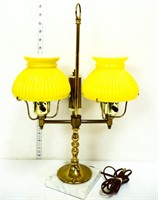 Vintage student lamp w/ double yellow shades