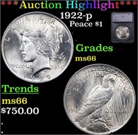 ***Auction Highlight*** 1922-p Peace Dollar $1 Gra