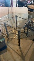 48” round glass top table powder coat legs