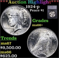 ***Auction Highlight*** 1924-p Peace Dollar $1 Gra