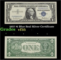 1957 $1 Blue Seal Silver Certificate Grades vf++