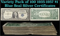 Variety Pack of 100 1935-1957 $1 Blue Seal Silver
