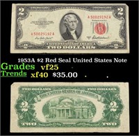 1953A $2 Red Seal United States Note Grades vf+