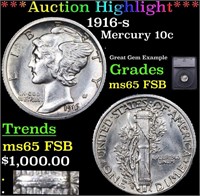 ***Auction Highlight*** 1916-s Mercury Dime 10c Gr