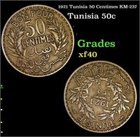 1921 Tunisia 50 Centimes KM-237 Grades xf