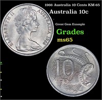 1966 Australia 10 Cents KM-65 Grades GEM Unc