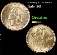 1970R Italy 20 Lire KM-97.2 Grades GEM+ Unc