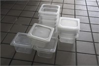 11 PLASTIC FOOD PANS WITH COVERS