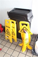 TRASH CAN AND FLOOR CAUTION SIGNS