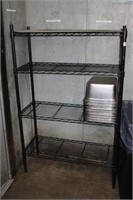 SHELF UNIT AND 8 STAINLESS FOOD PANS