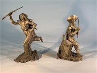 Old West Style Pewter Statues Cowboy Indian