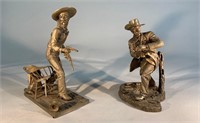 2 Large Pewter Statues Jim Porter Gunfighters