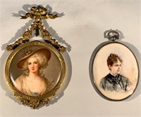 2 Victorian Miniature Paintings Silver- Wagner