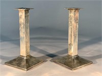 Pair Sterling Silver Arts & Crafts Candlesticks