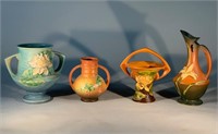 4 Pc Roseville Vases