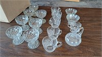 Miscellaneous pressed glass, desserts,  punch