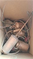 Box of oil cans, miscellaneous