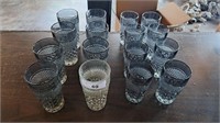 Charcoal glass tumblers, 2 sizes, one non