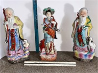 3 Tall Fonda Traders Oriental Ceramic Figures