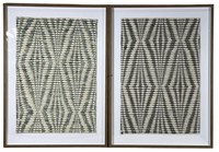 TWO FRAMED & MATTED ABSTRACT WOVEN PANELS