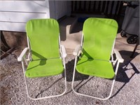 TWO GREEN LAWN CHAIRS