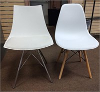 TWO MODERN WHITE CHAIRS