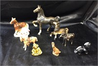 MINI CERAMIC ANIMAL FIGURINE LOT / 9 PCS